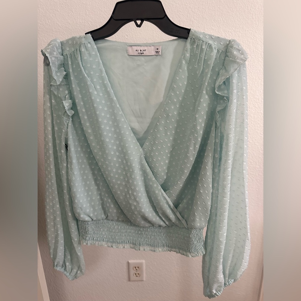 ALI & JAY Soft Blue Wrap Blouse
